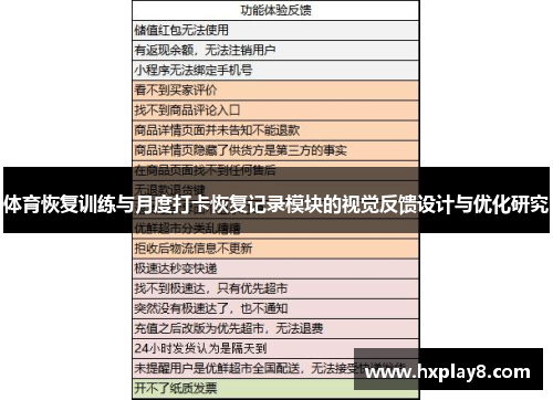 体育恢复训练与月度打卡恢复记录模块的视觉反馈设计与优化研究